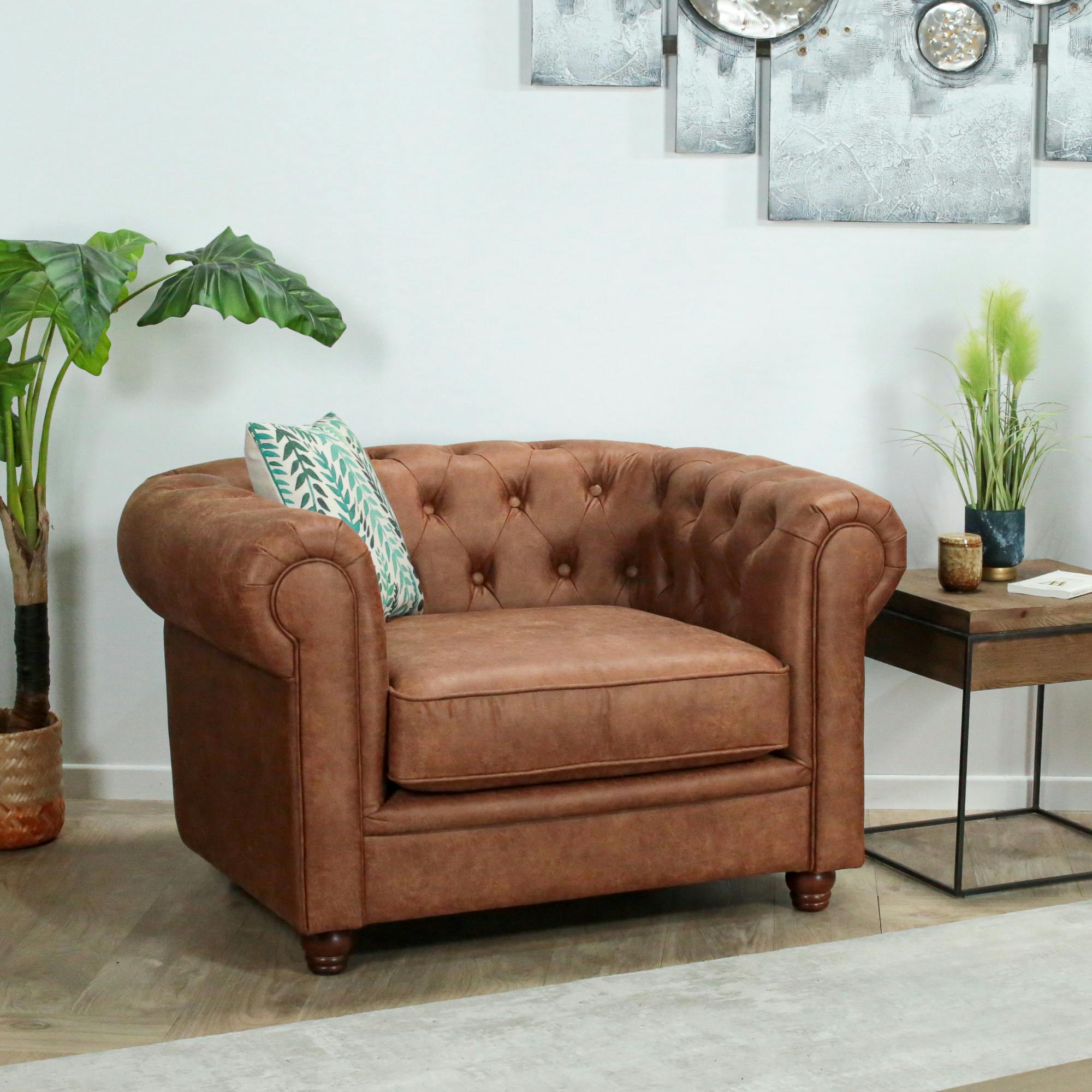 Fauteuil chesterfield camel YORK