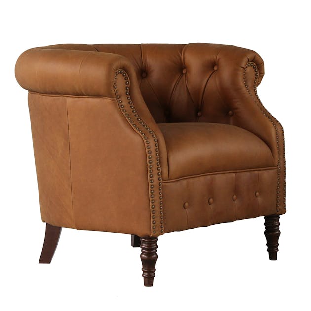 Fauteuil club en cuir marron WELLS | Fauteuils | Pier Import