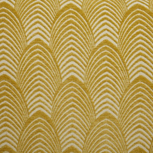 Fauteuil Club en tissu toucher doux jaune motif "Art-Déco" 68x57x72cm BEAUX-ARTS