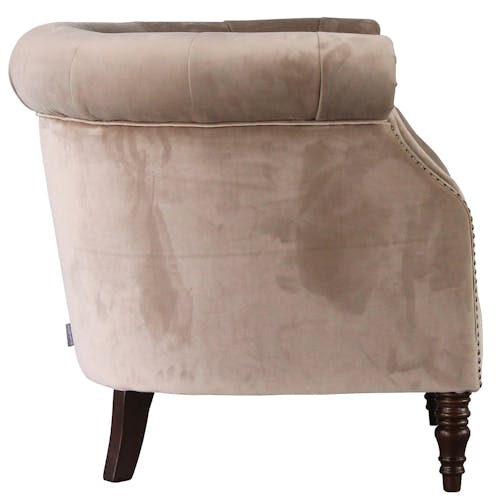 Fauteuil club en velours taupe WELLS