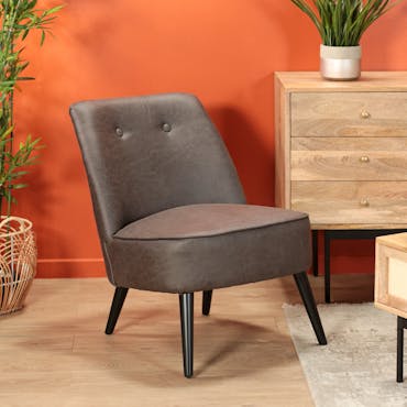 Fauteuil Club gris foncé 72,5x57x70cm MAXIME