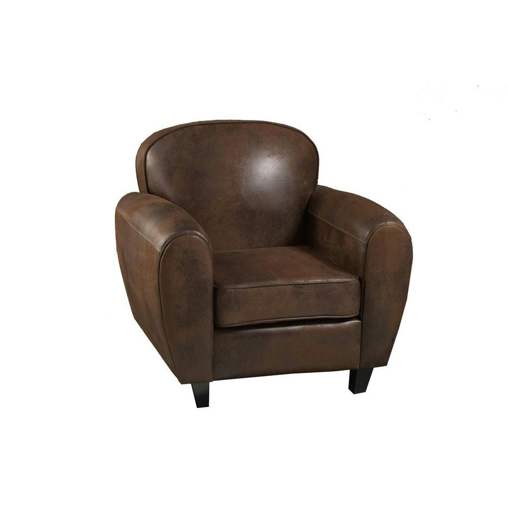 Fauteuil club microfibres chocolat BRITISH