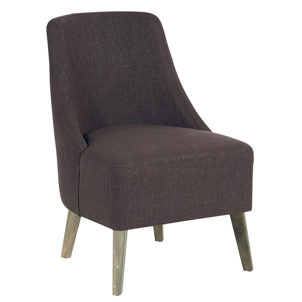 Fauteuil club tissu gris foncé et pieds bouleau gris antique 53x63x80cm ROAD