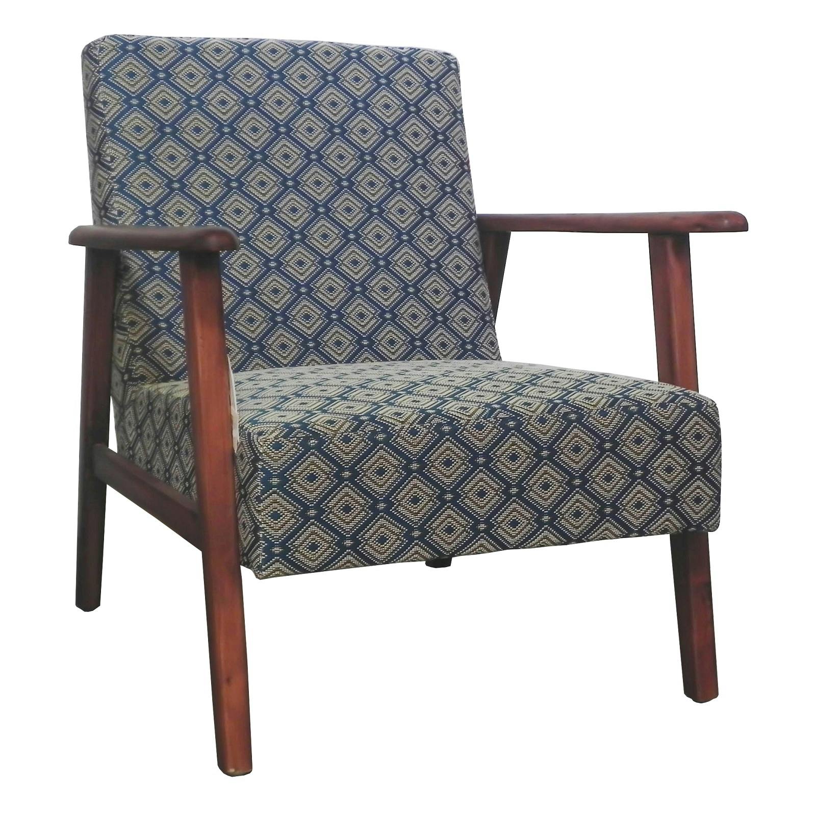 Fauteuil Club tissu motifs bleu doré ZANZIBAR ref. 30020684