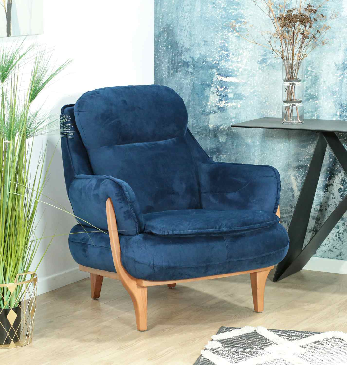 Fauteuil confort bleu nuit HOVE | Fauteuils | Pier Import