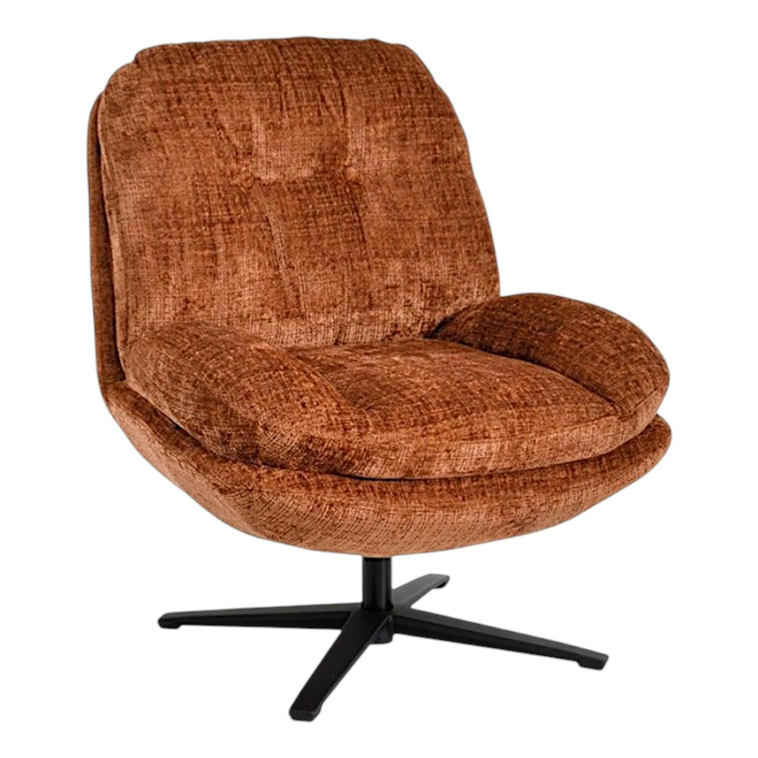 Fauteuil confort pivotant tissu doux terracotta IENA