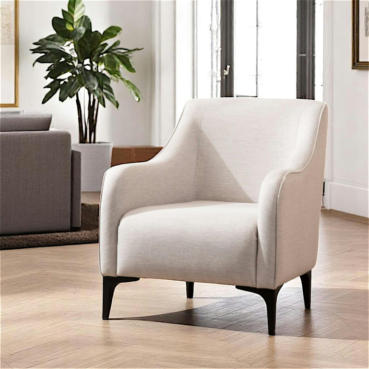 Fauteuil contemporain sable - pieds noirs VILNIUS