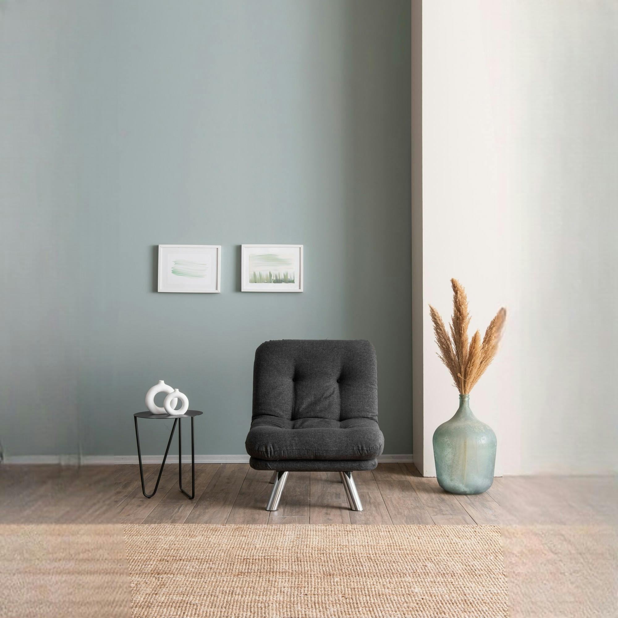 Fauteuil convertible banquette gris foncé pieds chromés CUSCO