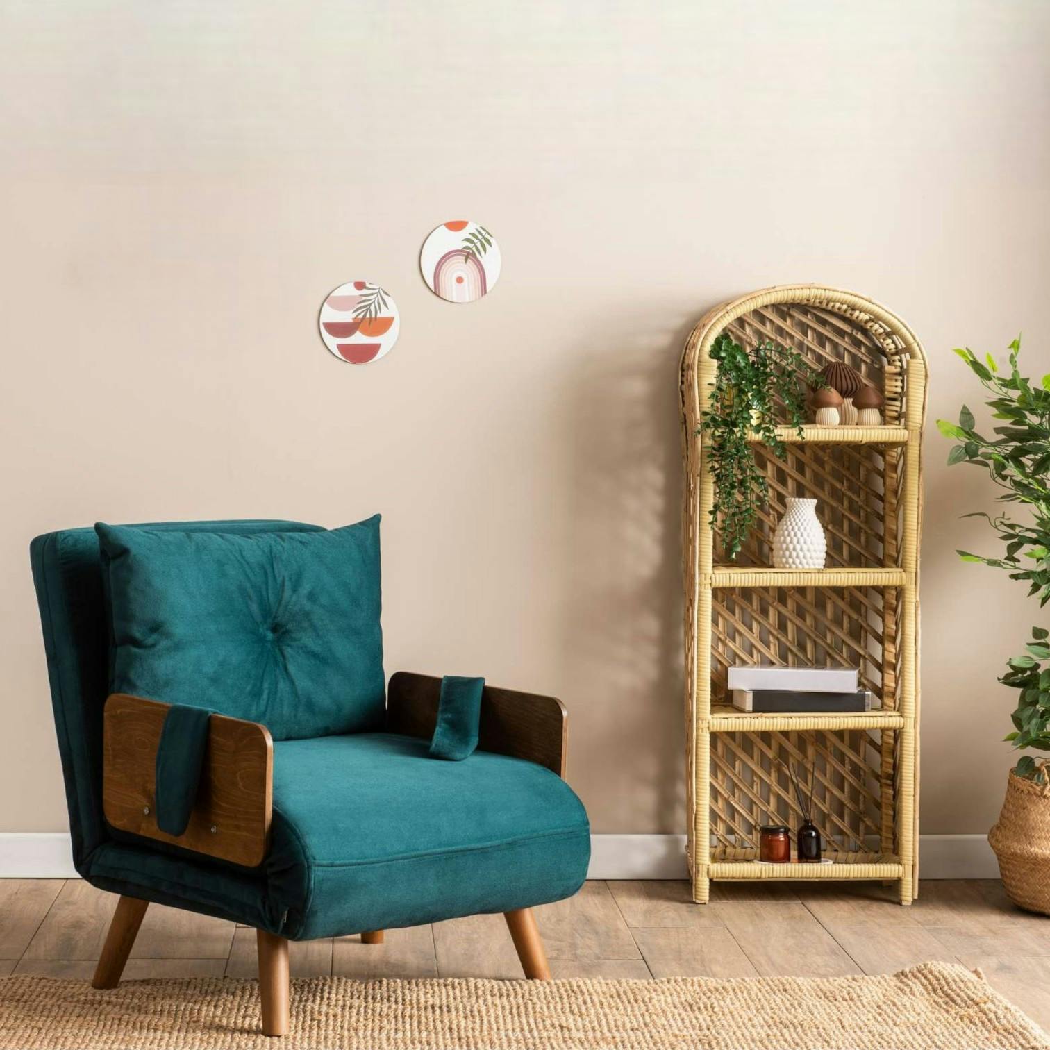 Fauteuil convertible bleu lagon 1 place couchage 190 cm LOJA