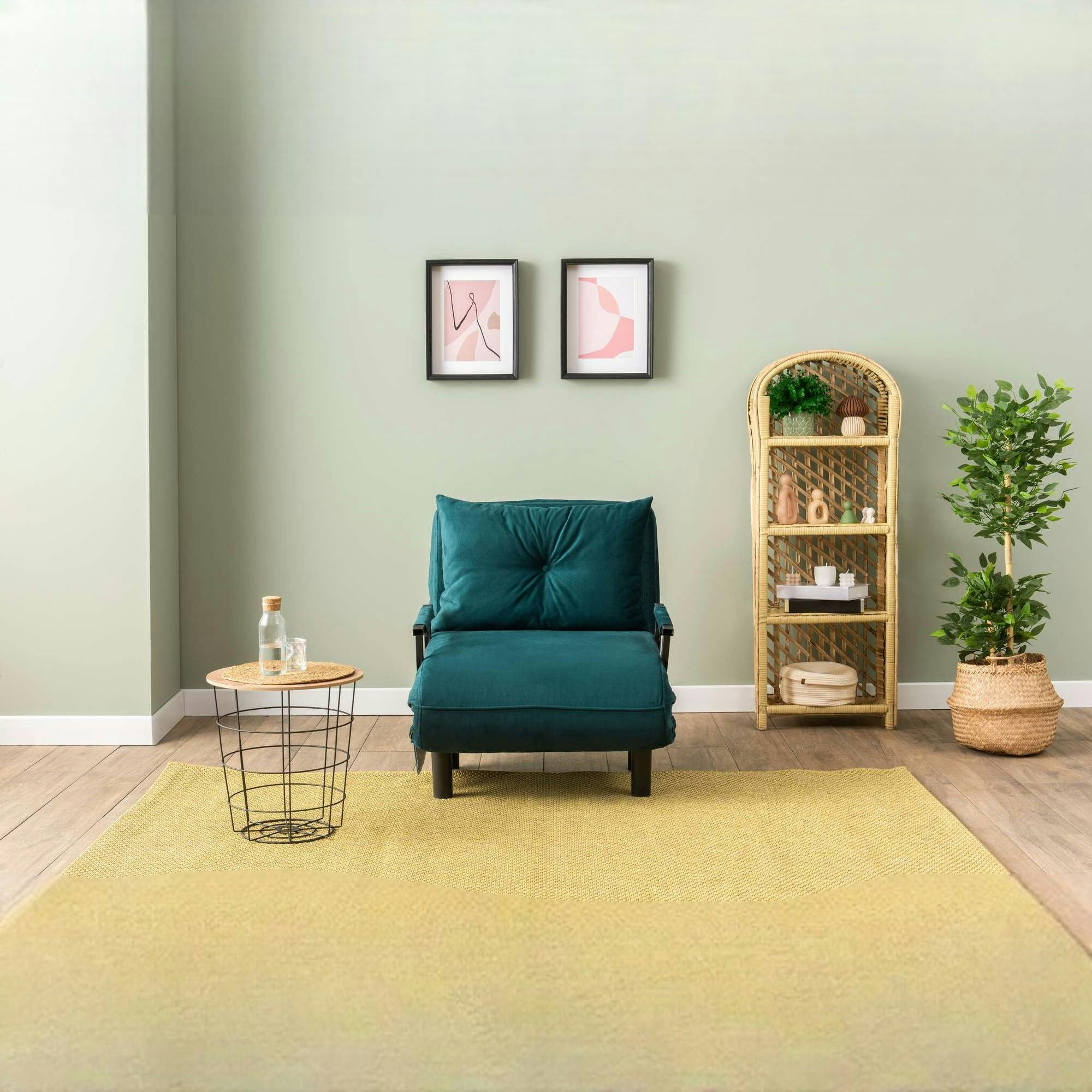 Fauteuil convertible bleu lagon couchage 175 cm IBARRA