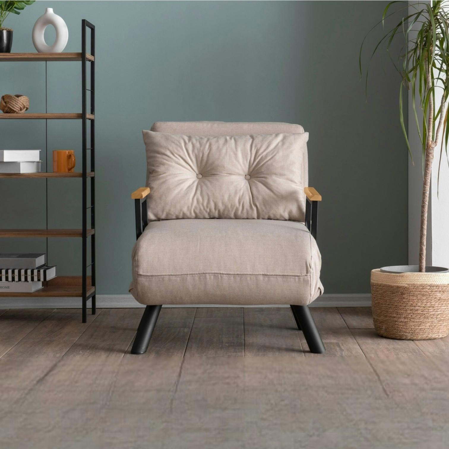 Fauteuil convertible écru 1 place couchage 175 cm MODI