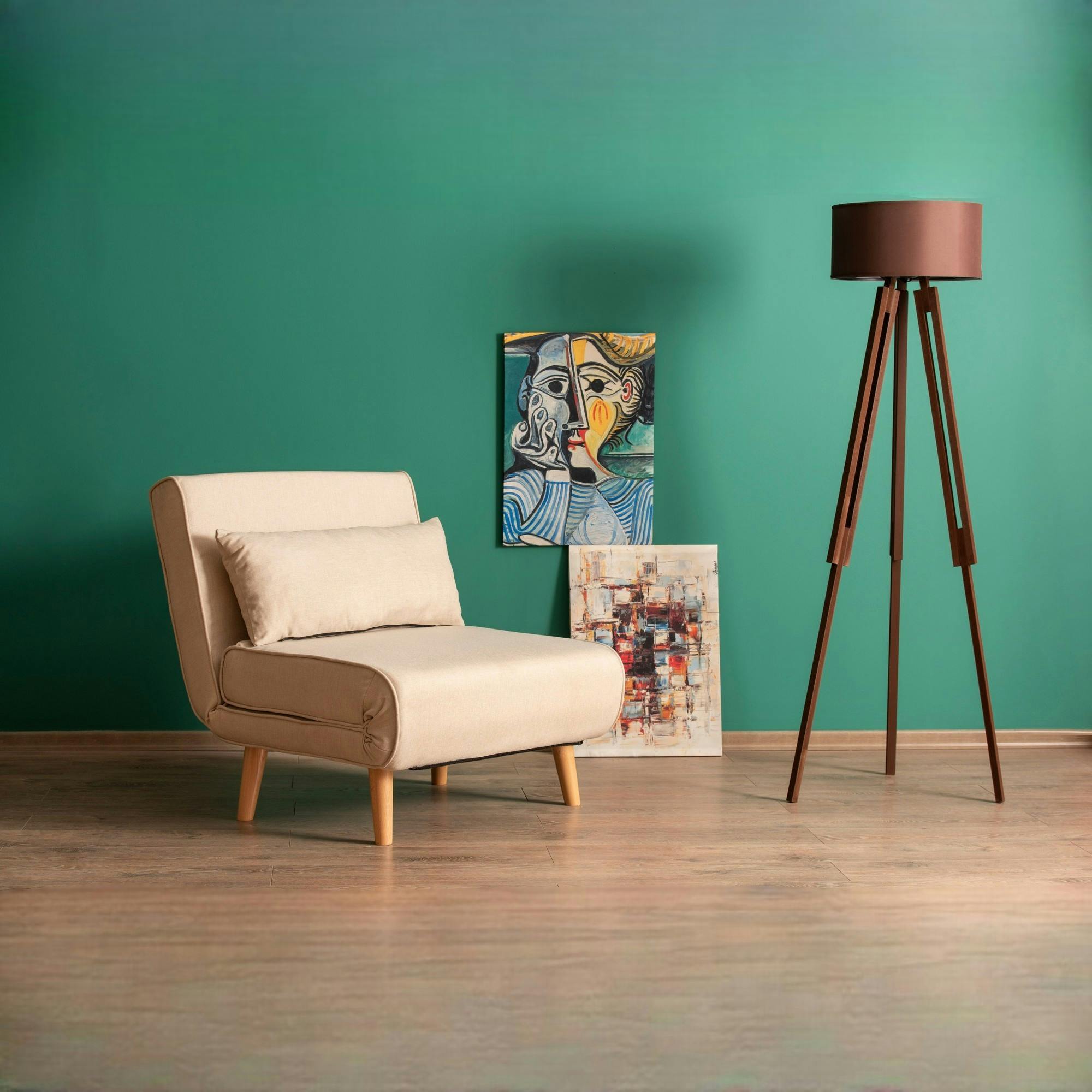 Fauteuil convertible écru, couchage 180 cm COPALA