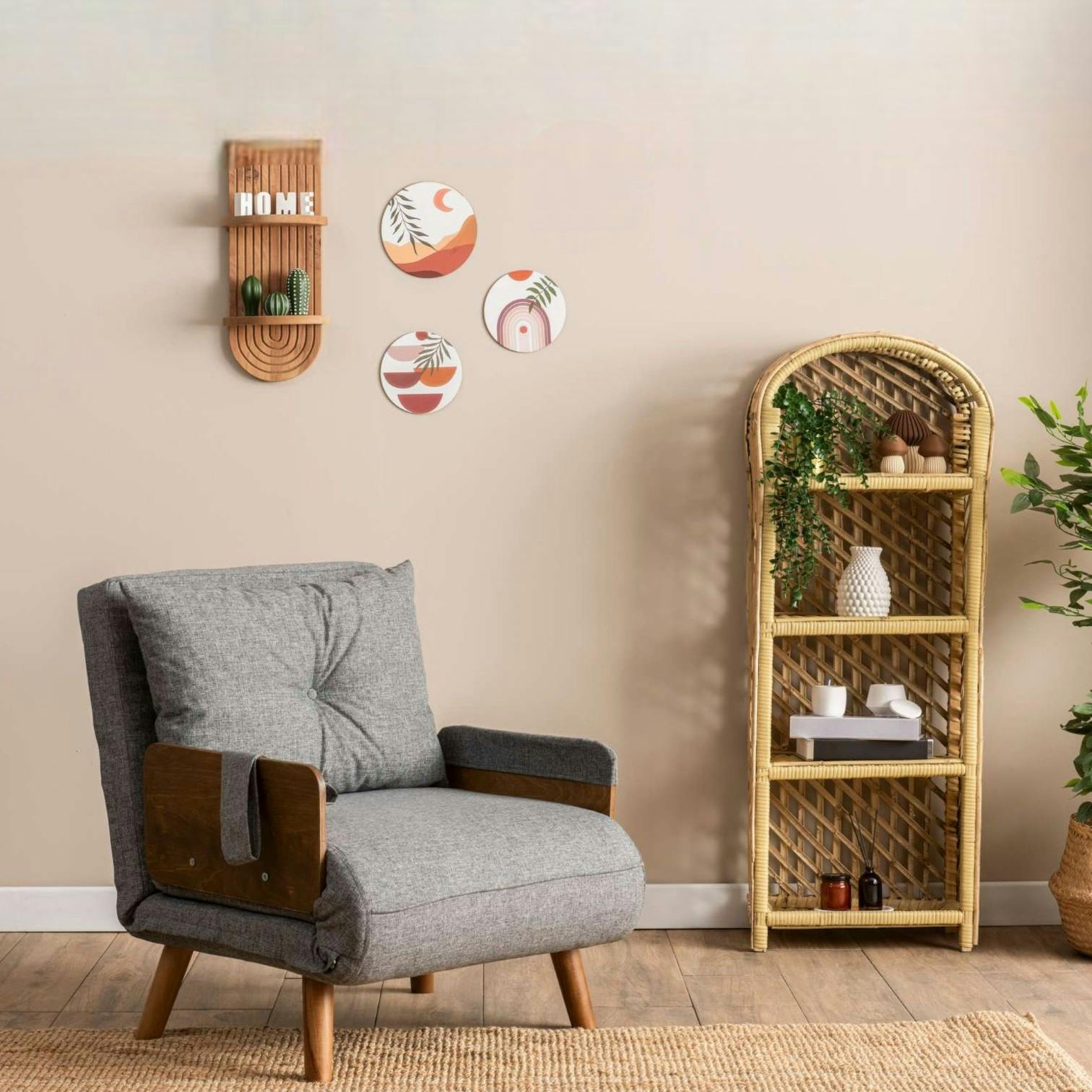 Fauteuil convertible gris chiné 1 place couchage 190 cm LOJA