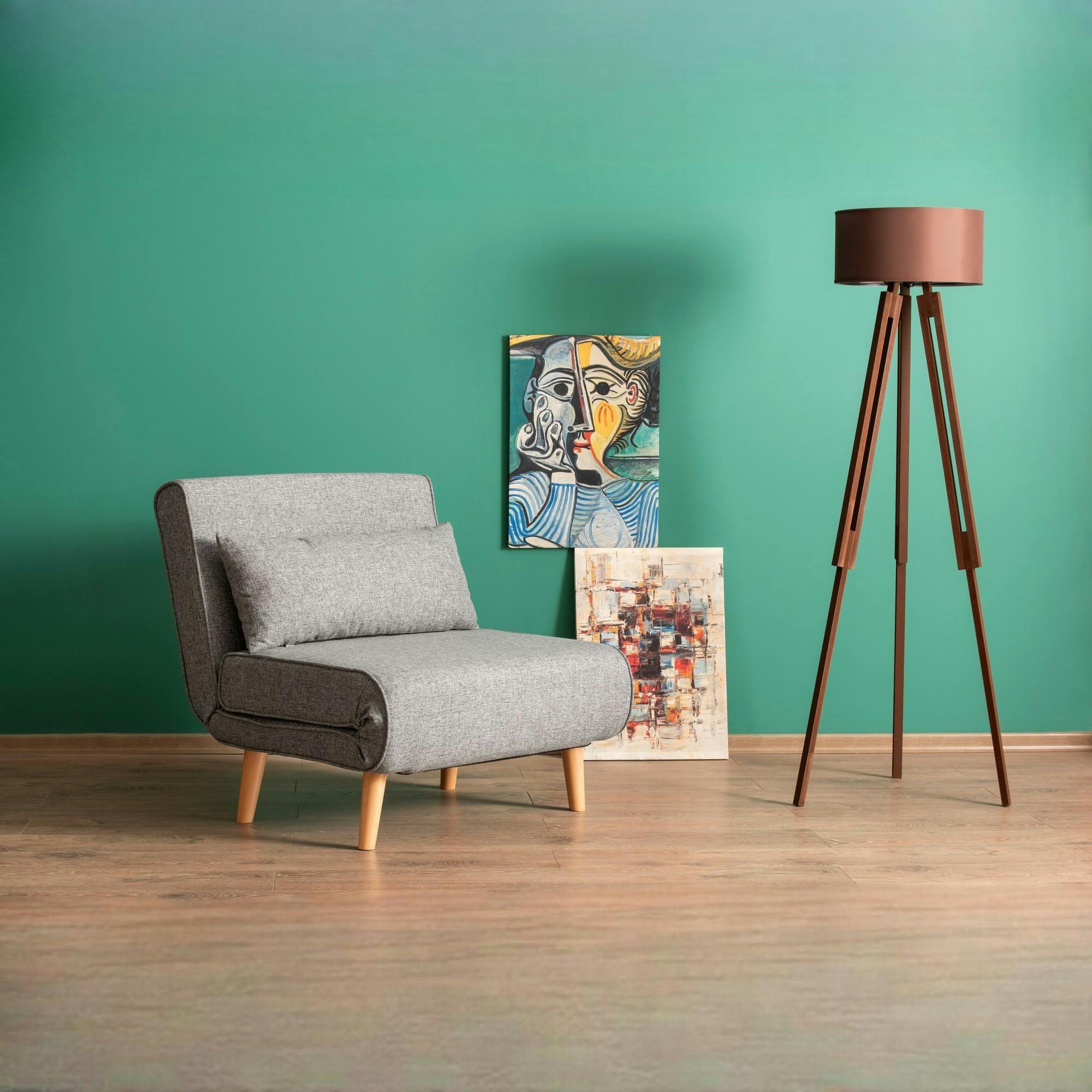 Fauteuil convertible gris clair chiné, couchage 180 cm COPALA