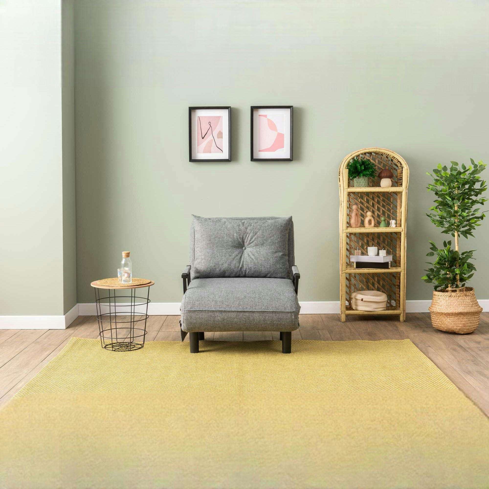 Fauteuil convertible gris clair couchage 175 cm IBARRA