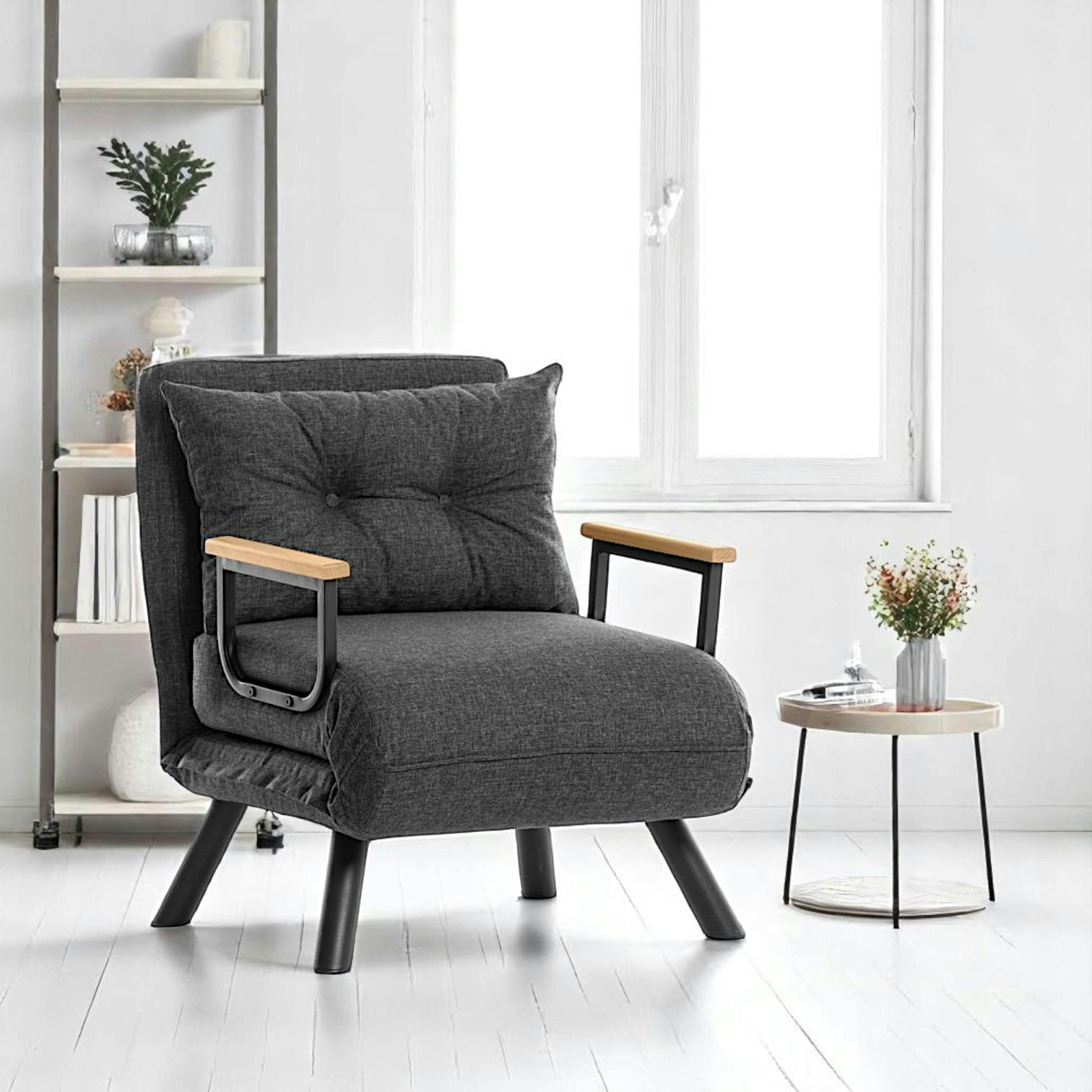 Fauteuil convertible gris foncé - coussin assorti MODI