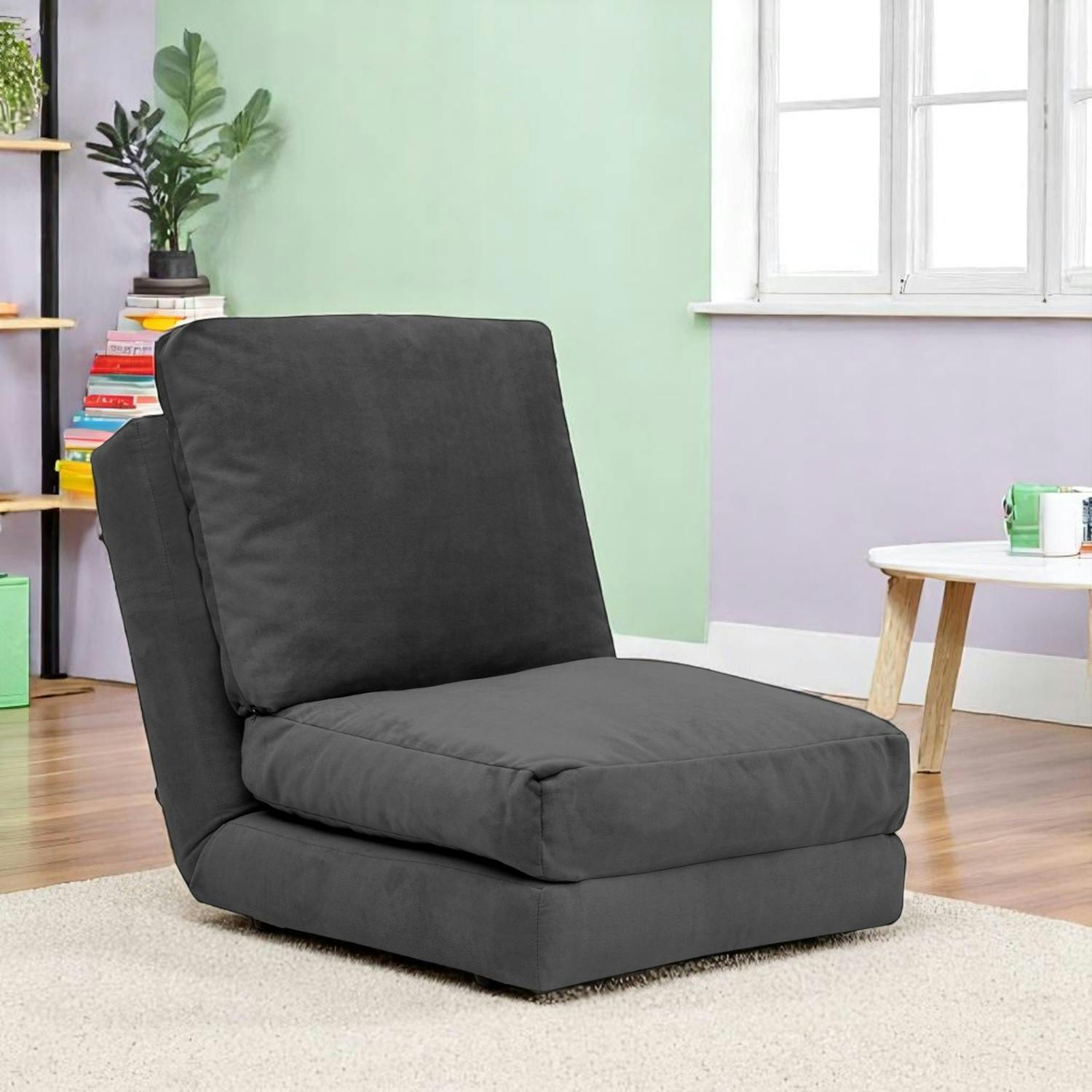Fauteuil convertible gris foncé - tissu MODI