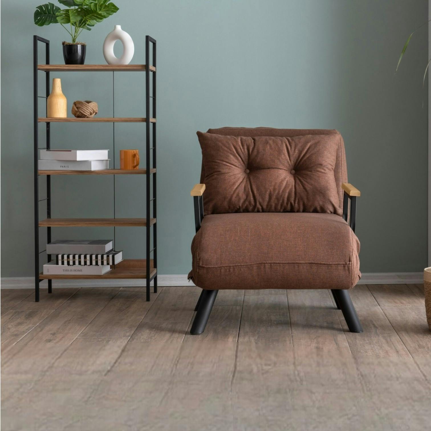 Fauteuil convertible marron 1 place couchage 175 cm MODI