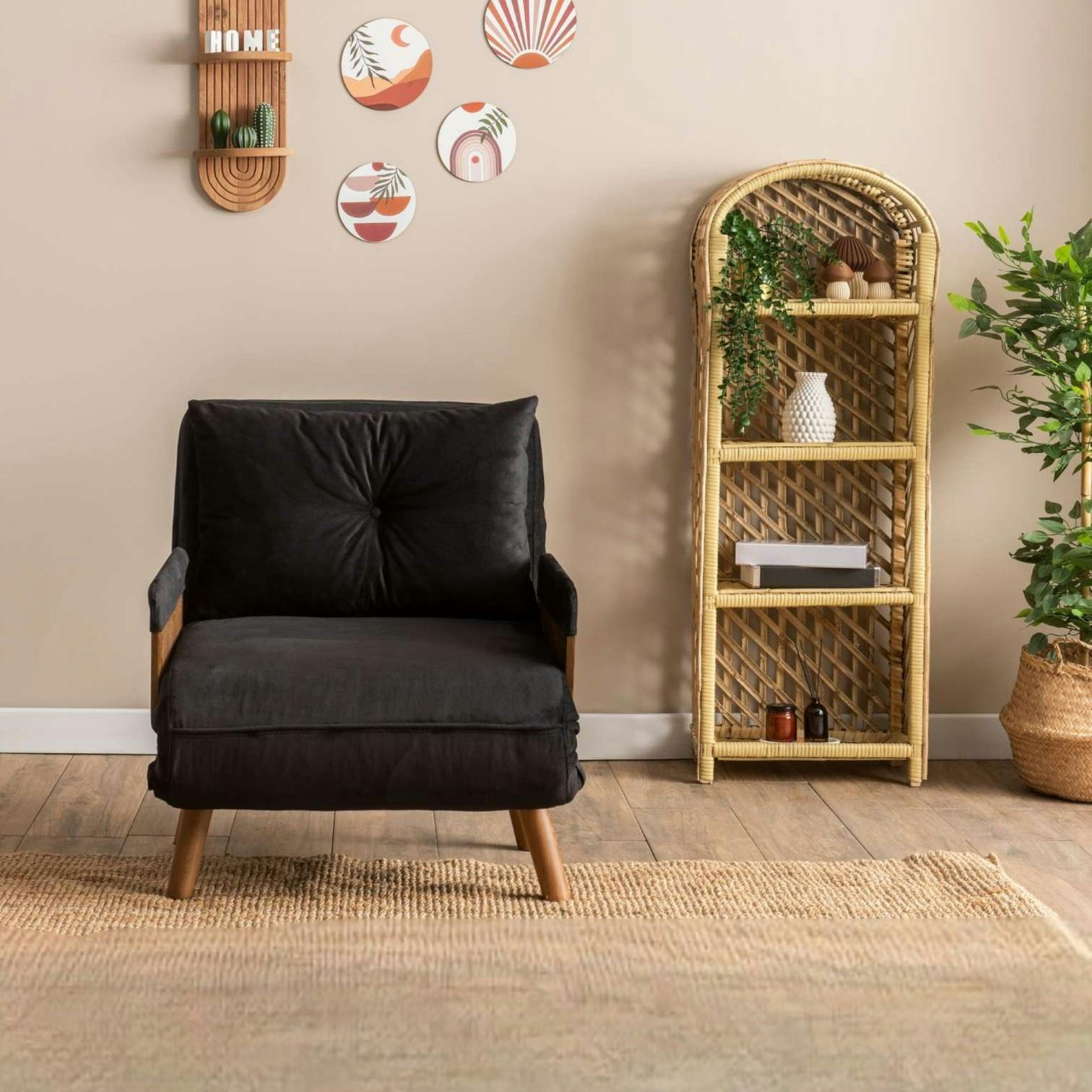 Fauteuil convertible noir 1 place couchage 190 cm LOJA
