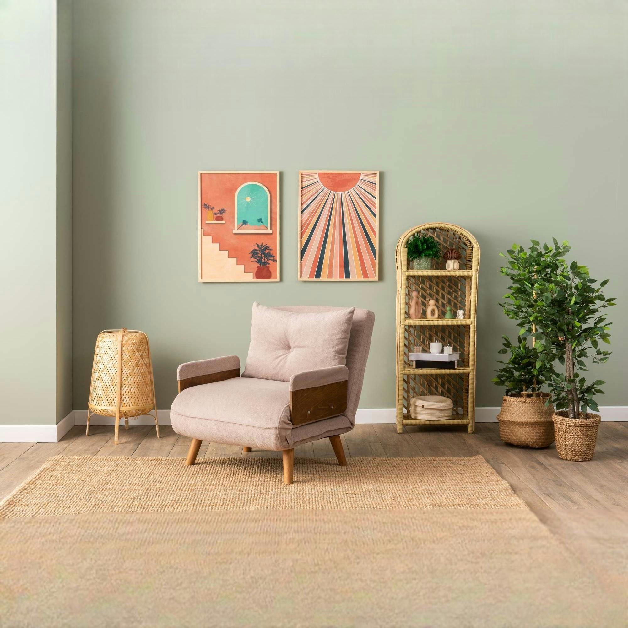 Fauteuil convertible rose poudré 1 place couchage 190 cm LOJA