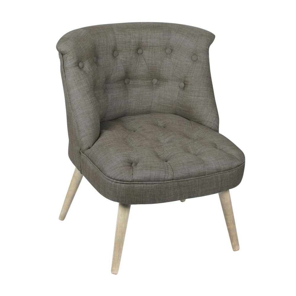 Fauteuil crapaud assise et dossier capitonné tissu beige 67x59x71cm CAMILLE