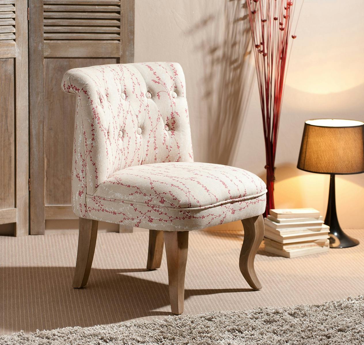 Fauteuil crapaud BRITISH capitonné tissu fleuri