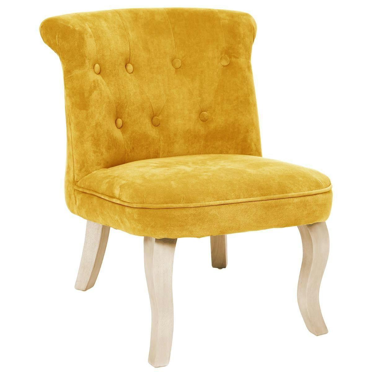 Fauteuil crapaud capitonné velours moutarde réf. 30022126