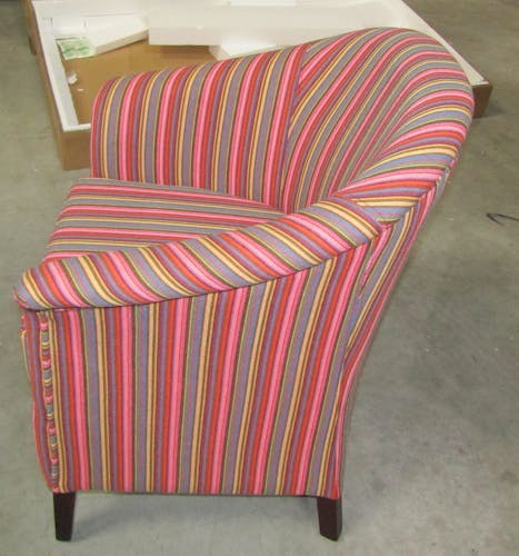 Fauteuil crapaud coton à rayures rose multicolor MIRA