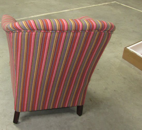Fauteuil crapaud coton à rayures rose multicolor MIRA