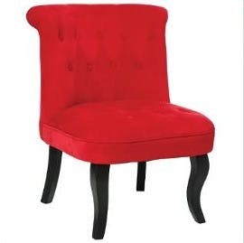 Fauteuil crapaud dossier capitonné tissu velours rouge 50x56x63