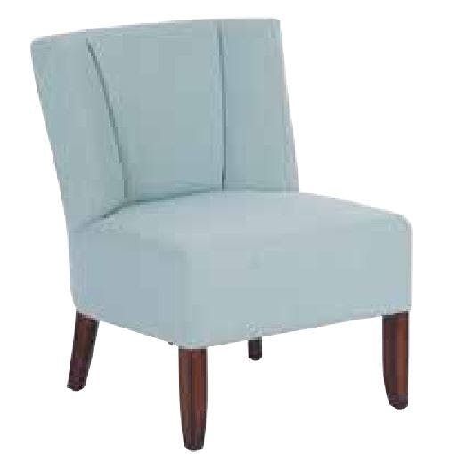 Fauteuil crapaud tissu bleu et pieds cèdre 58x59x69cm CROC