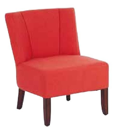 Fauteuil crapaud tissu corail et pieds cèdre 58x59x69cm CROC