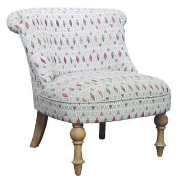 Fauteuil Crapaud tissu motifs gris rouge LANZAROTE ref. 30020687