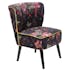 Fauteuil crapaud tissu noir décor floral