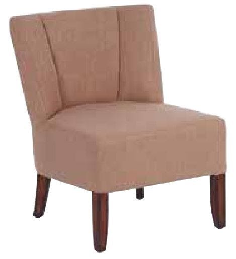 Fauteuil crapaud tissu taupe et pieds cèdre 58x59x69cm CROC