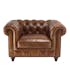 Fauteuil cuir brun Chesterfield 2 roulettes PRESTON