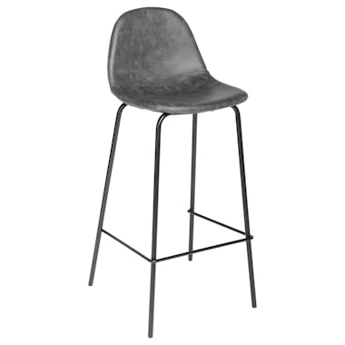 Chaise haute de bar en tissu gris et metal de style contemporain