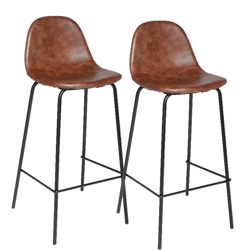 Chaise haute de bar en tissu marron et metal de style contemporain