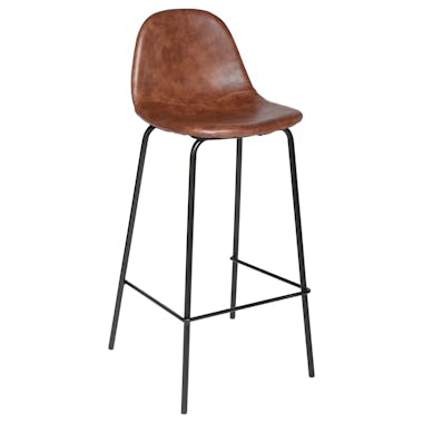 Chaise haute de bar en tissu marron et metal de style contemporain
