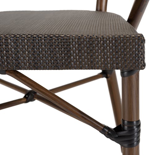 Fauteuil de jardin bistrot acier et tissu marron (lot de 2) GIJON