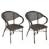 Fauteuil de jardin bistrot acier et tissu marron (lot de 2) GIJON