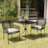 Fauteuil de jardin cordage noir 1 coussin gris anthracite (lot de 2) GIJON