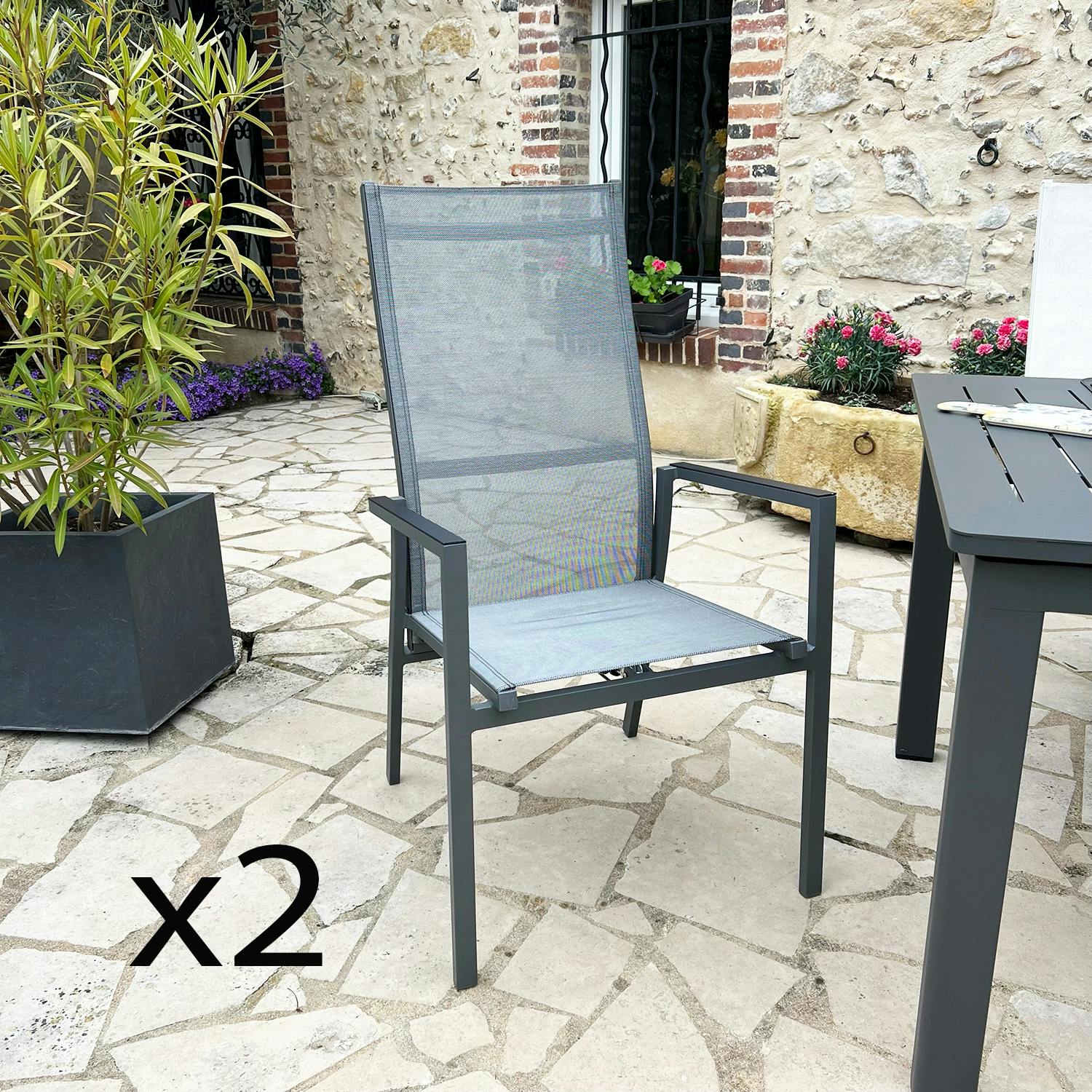 Fauteuil de jardin en aluminium avec dossier réglable gris anthracite (lot de 2) OSLO