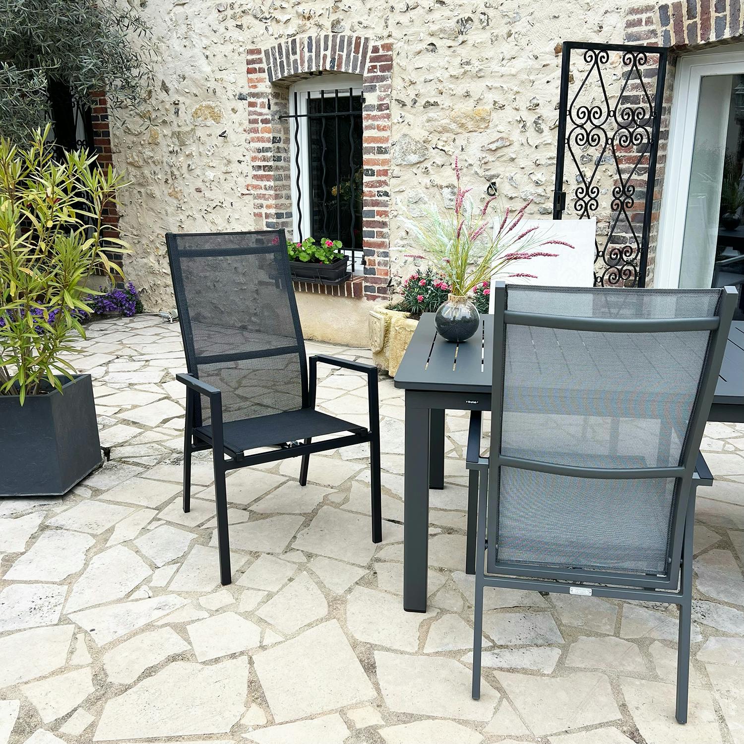 Fauteuil de jardin en aluminium avec dossier réglable noir (lot de 2) OSLO