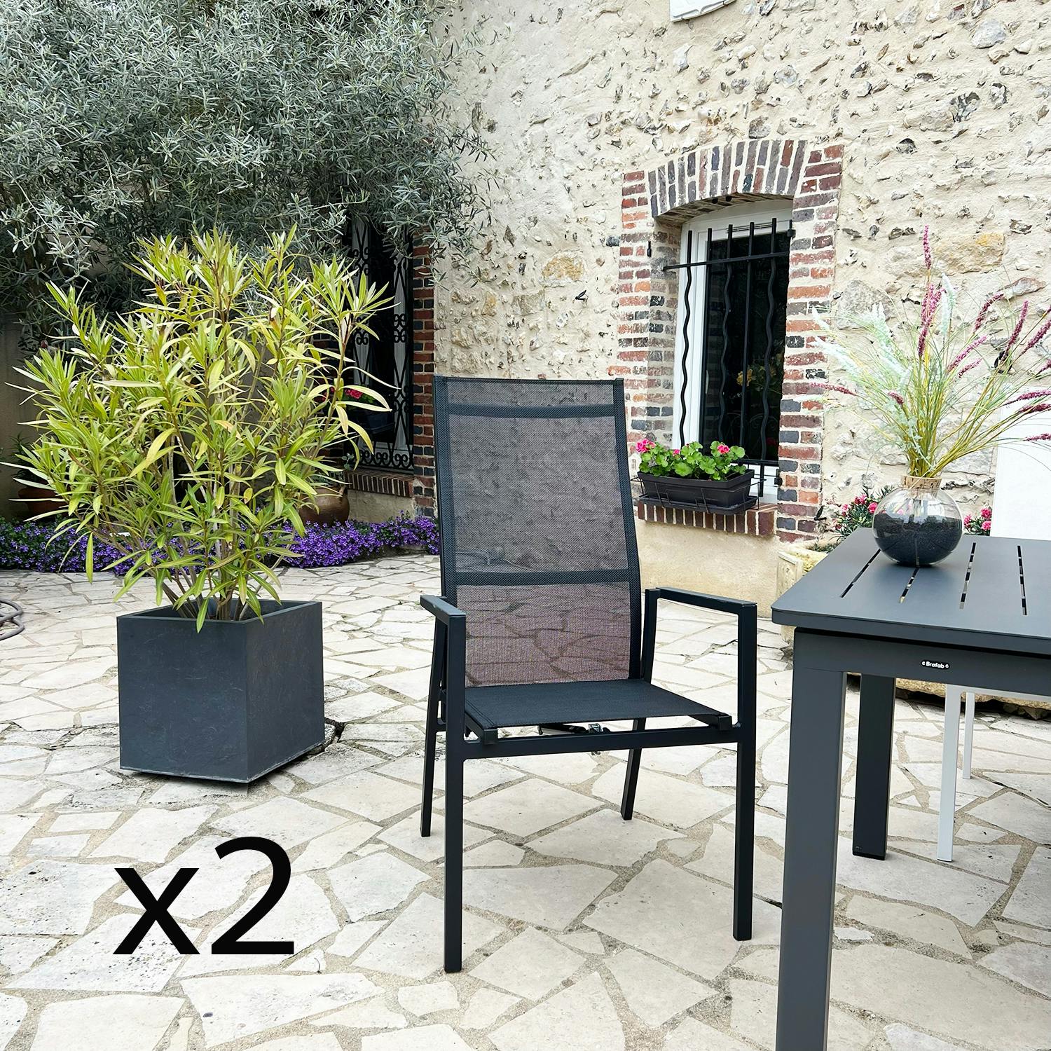 Fauteuil de jardin en aluminium avec dossier réglable noir (lot de 2) OSLO