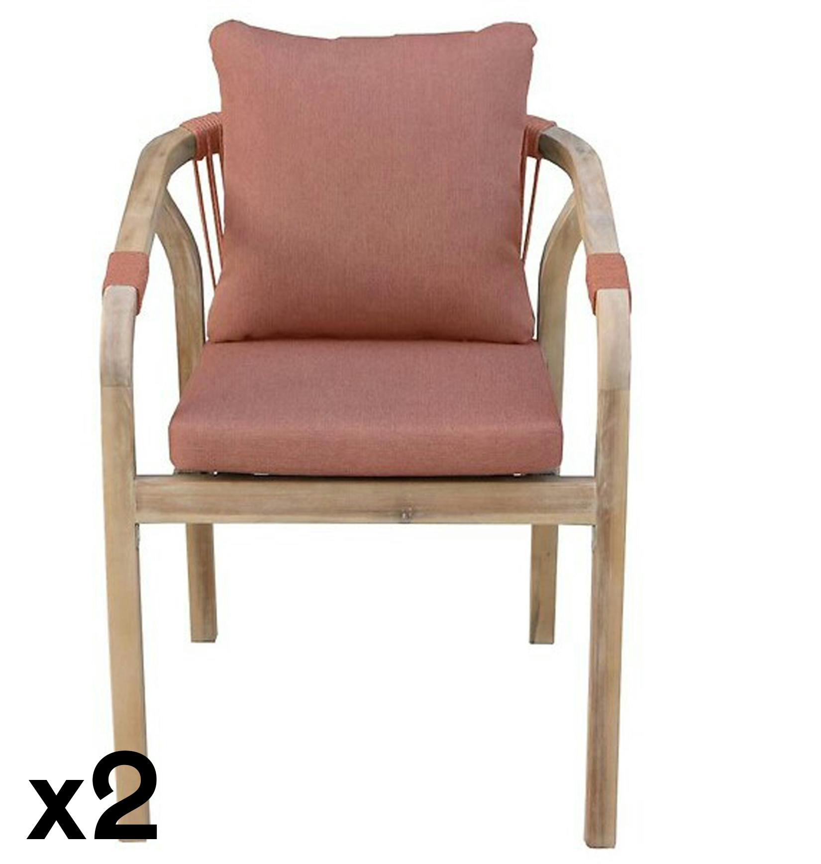 Fauteuil de jardin en bois d'acacia finition brique (lot de 2) IBIZA