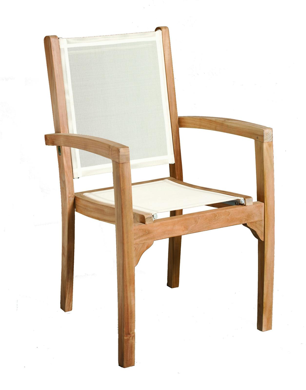Fauteuil de jardin en Teck et textilène ivoire 91cm SUMMER