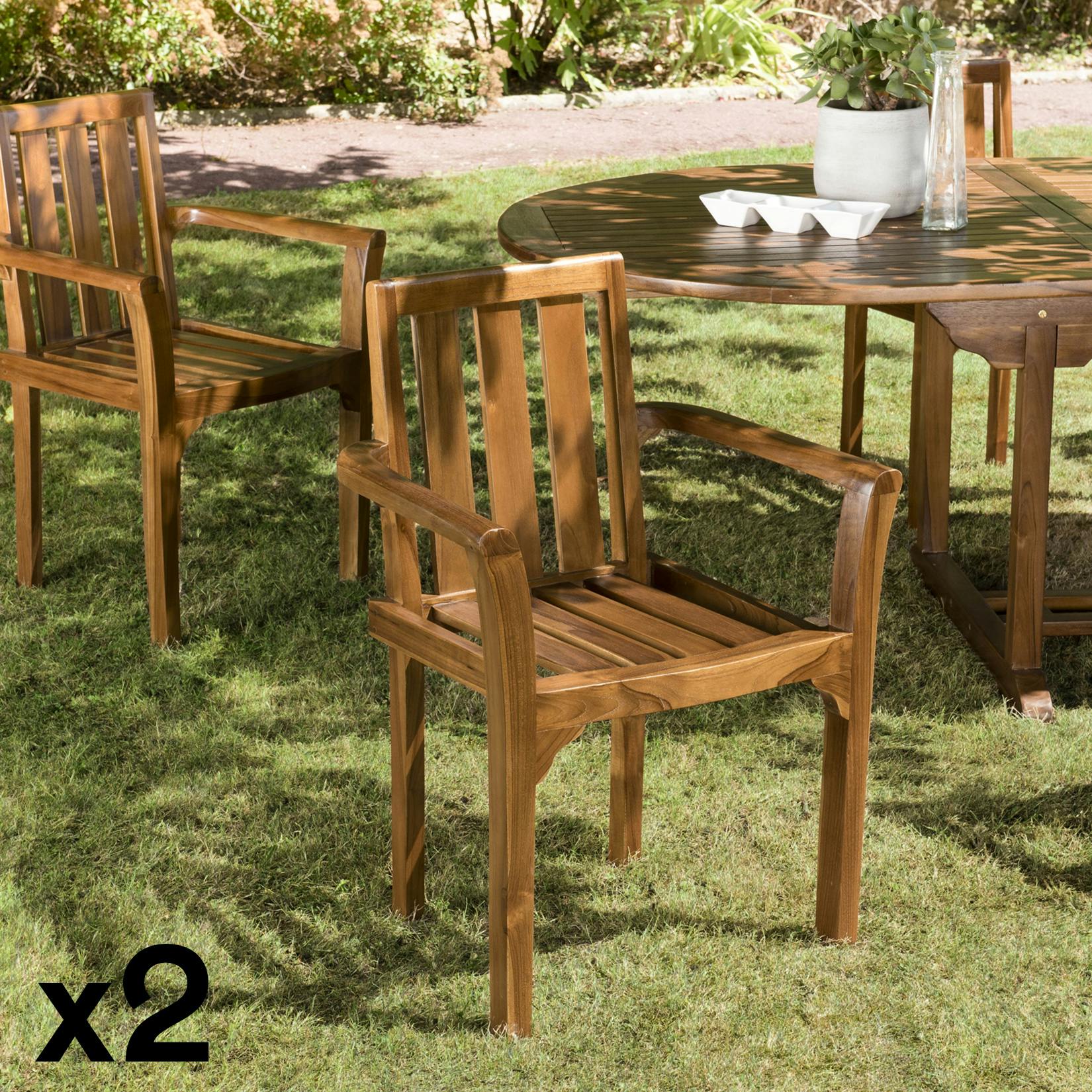 Fauteuil de jardin en teck huilé (lot de 2) MACAO