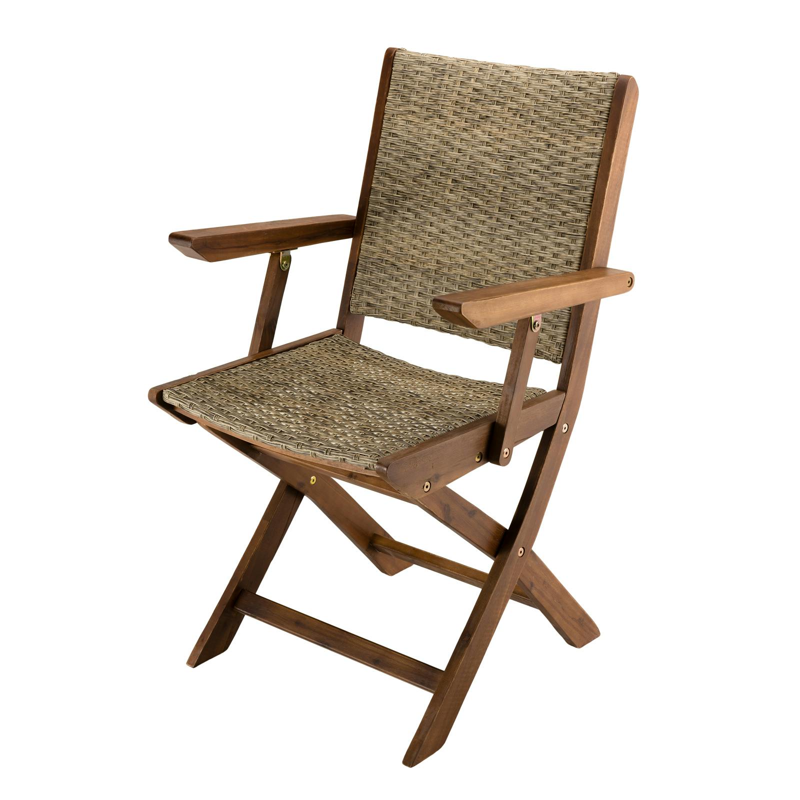 Fauteuil de jardin pliant acacia rotin synthétique SUMMER (lot de 2)