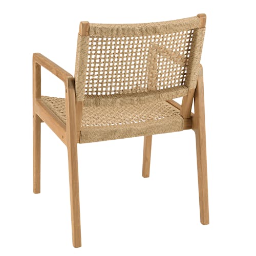 Fauteuil de jardin rotin synthétique beige et teck (lot de 2) SUMMER